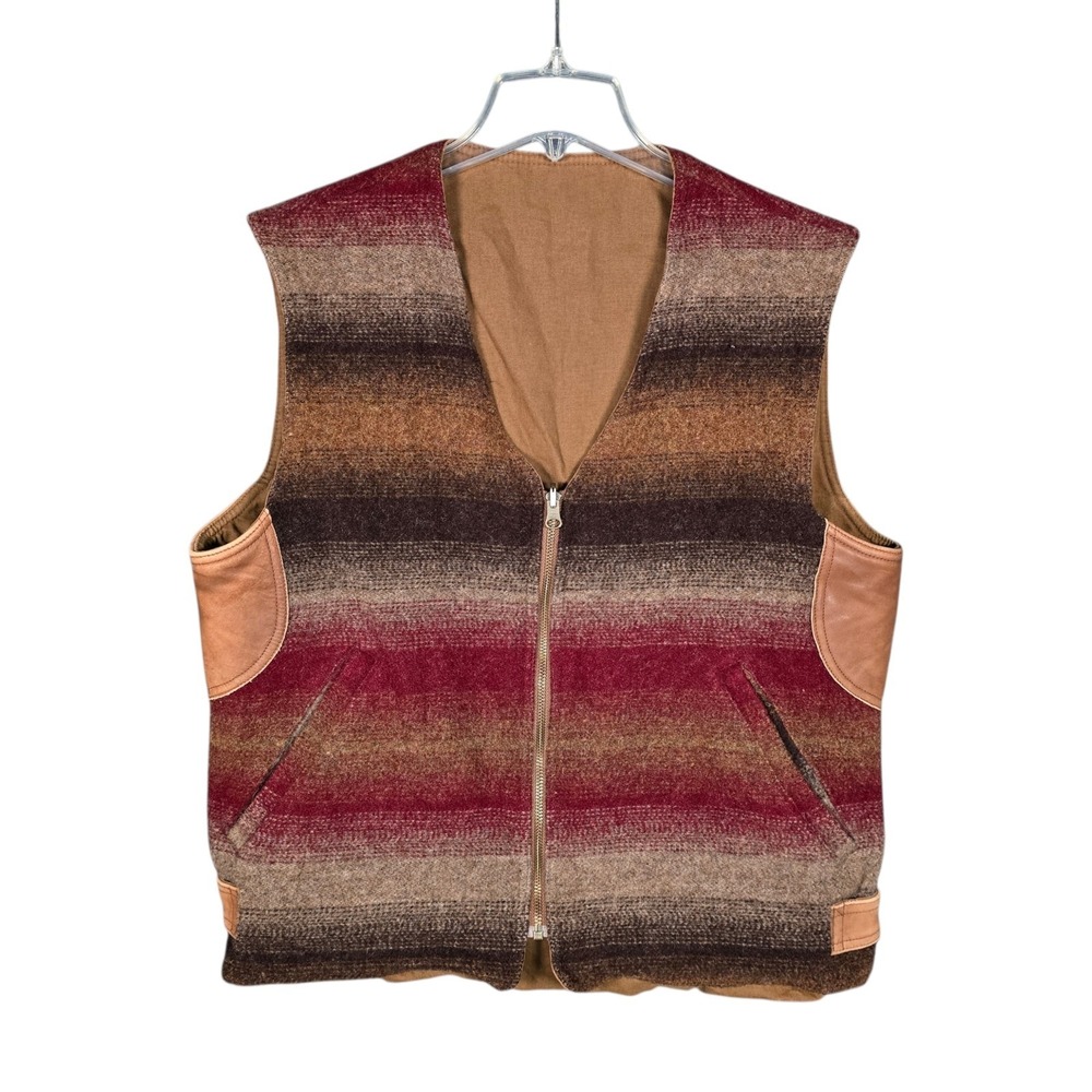 Vintage Eddie Bauer Vest‎ Mens Medium Wool Canvas Reversible Southwestern USA